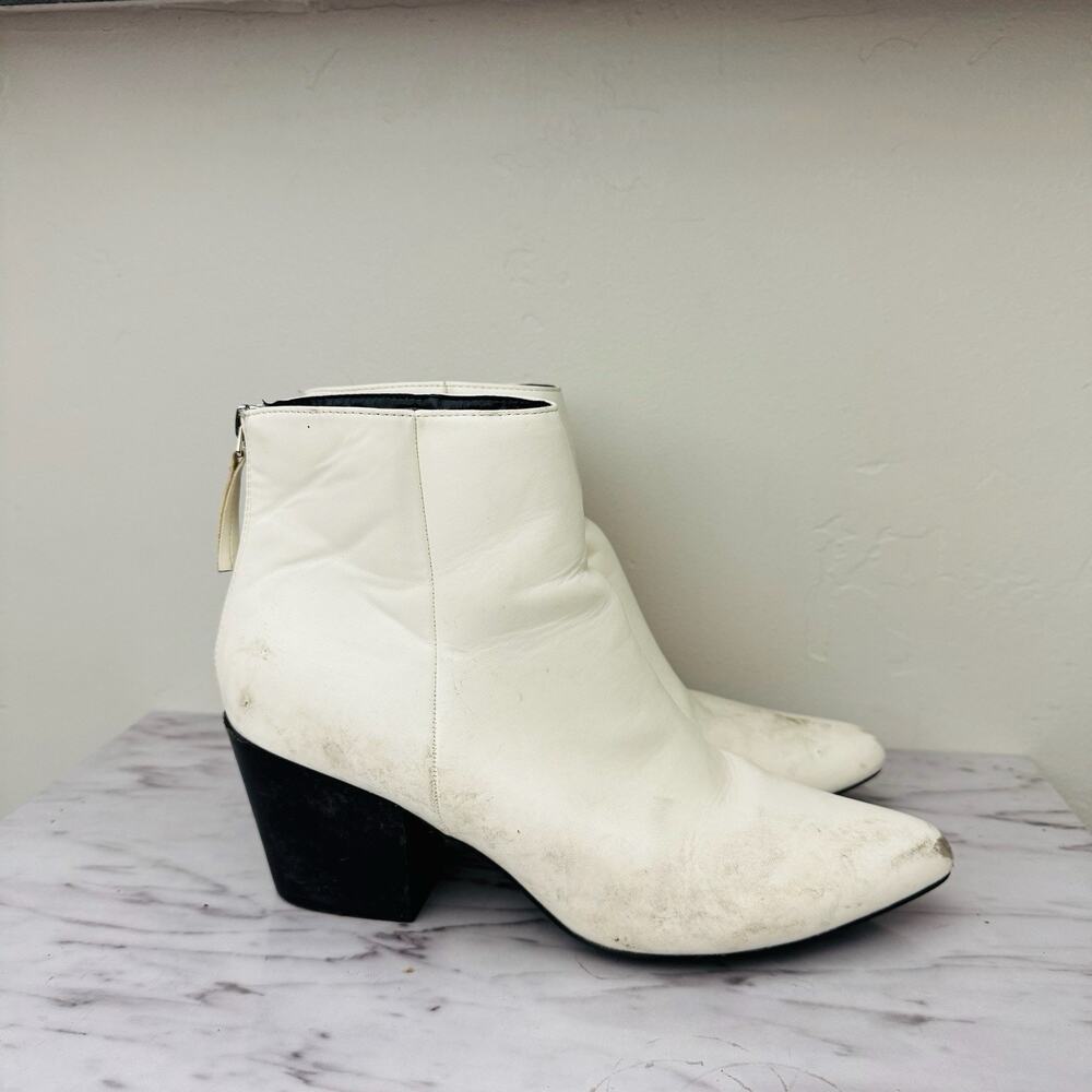 Lulus White Leather Ankle Booties Women’s Size 10 - Picture 5 of 11